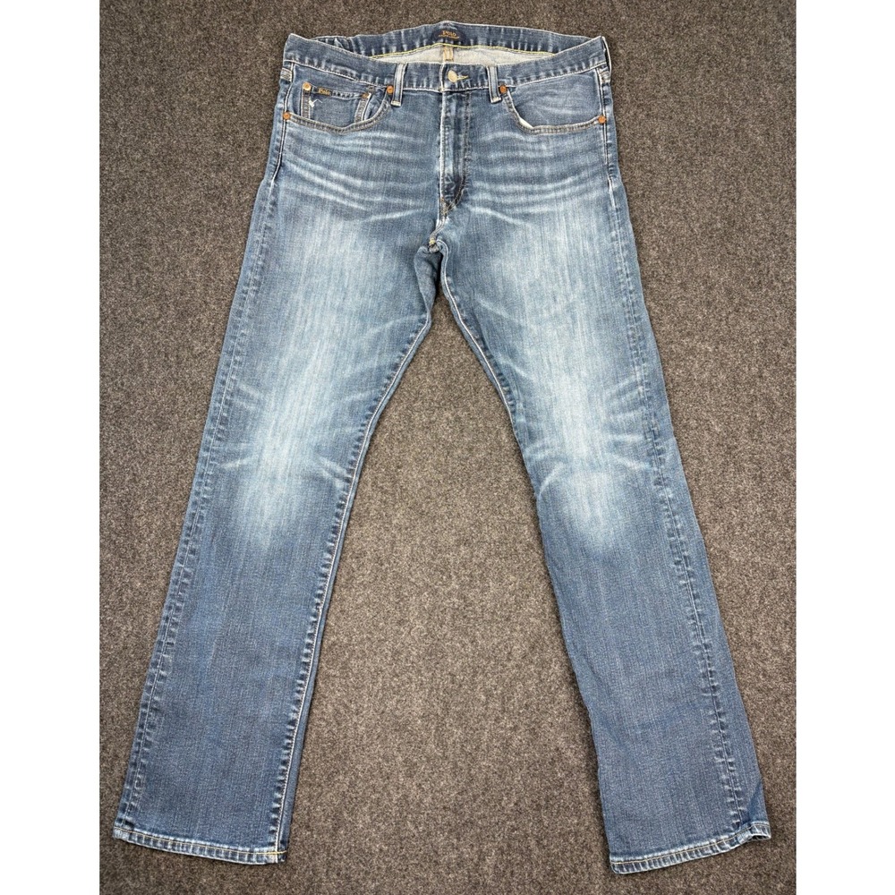 Polo Ralph Lauren Mens 36x34 Straight Leg Jeans Medium Wash Blue Denim Pants